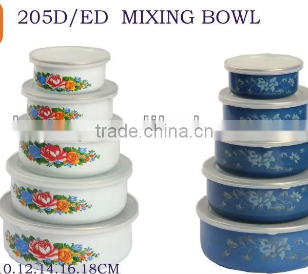 Enamel Storage Bowl Mixing Bowl Salad Bowl Food Container Enamel Bowl With PP Lid photo-6