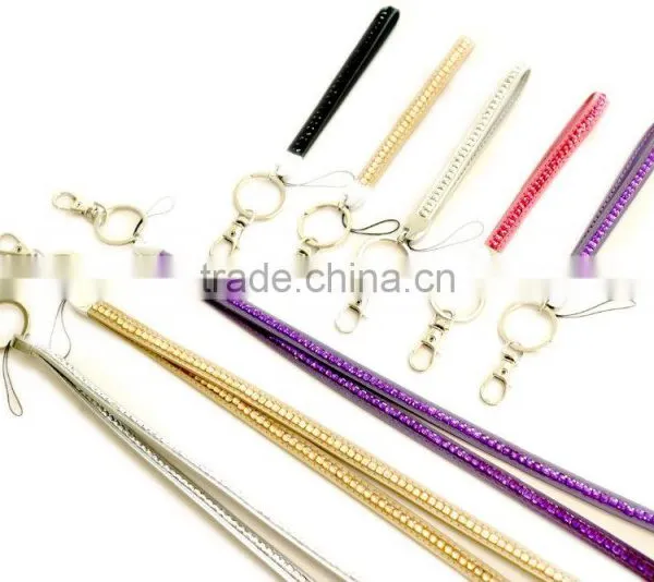 Promotion Gift PU Leather Lanyard With Crystal Gem, Swivel Snap Hooks, Key Ring Accembly, Acrylic Gem Key Chain photo-5