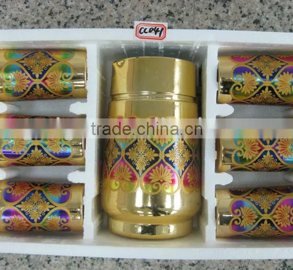JK017 7pcs Glass Drinking Set With Gold Deco photo-5