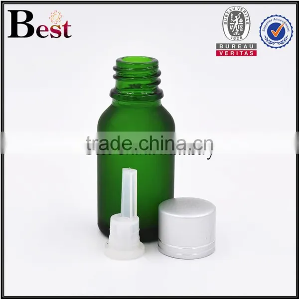 15ml Frosted Glass Bottle Green Colored Essential Oil Frosted Glass Bottle With Silver Aluminum Cap photo-3