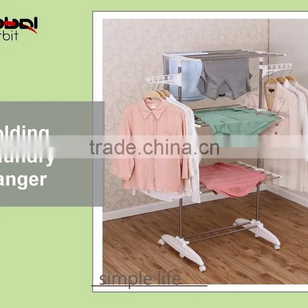 Heavy Duty Movable Garment Hanging Rail Stand Extendable Clothes Drying Rack photo-2