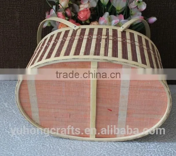 Storage Bamboo Basket With Handle For Picnic photo-3