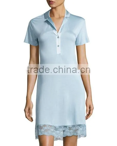 Sleepshirt for Women Short Sleeve Solid Color Pajamas for Women Turkish Cotton Pajamas Women photo-2