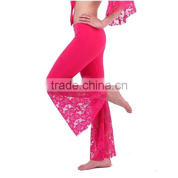 Top Selling Chic Pants Dance Costume Milk Silk Sexy Lace Fishtail Bell Bottom Pants For Belly Dance Slip photo-4