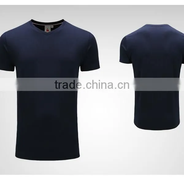 V Neck Fashion Tee Sportswear White Plain Dyed Man Blank Custom Embroidery T-Shirt photo-4