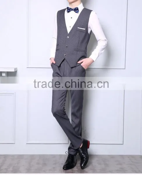 Autumn and Winter Men's Striped British Leisure Slim Fashion Business 3 Piece Suit photo-4