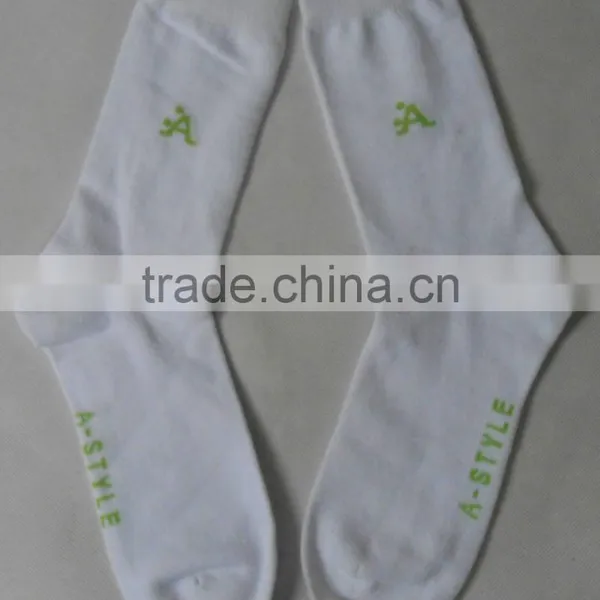 High Quality 100% Cotton White Socks With Logo photo-5