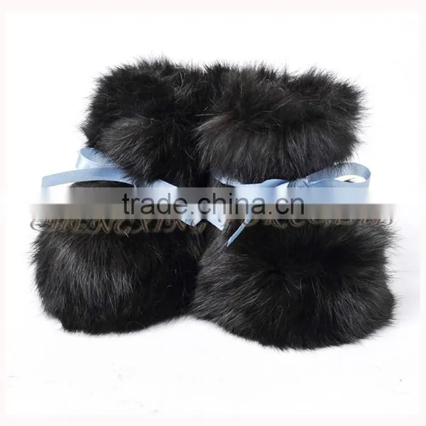 CX-SHOES-07A Soft Baby Wear Genuine Rabbit Fur Baby Shoes photo-2
