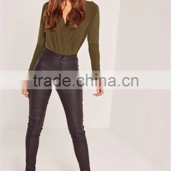MGOO 2017 High Quality Green Olive Bodysuits Shirts Jersey 95% Cotton 5% Spandex Long Sleeves Fashion Shirts photo-6