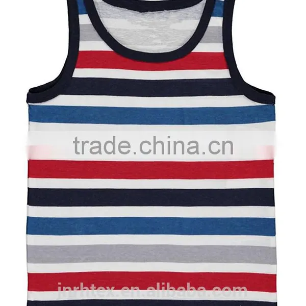 Colorful Stripe 100%cotton Tank Tops With no Design photo-2