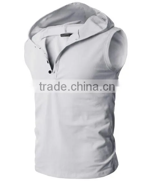 OEM New Design Cotton Plain Wholesale Sleeveless Hoodie Man Vest photo-2
