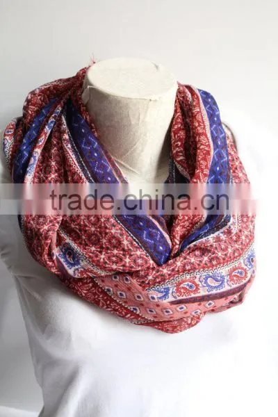 Boho Scarf, Tribal Infinity Scarf, Ethnic Scarf,Blue and Red Infinity Scarf, Women Accessories, Gift for Her photo-4