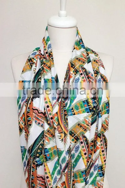 Colourful Ikat Feather Pattern Infinity Scarf, Circle Scarf, Scarves, Tube Scarf, Spring - Fall - Winter - Summer Fashion photo-4