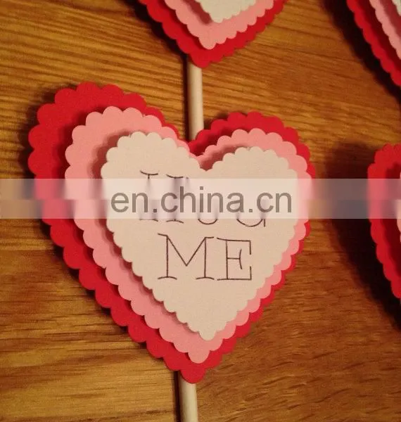 Newest Custom Heart Shaped Paper Cupcake Topper Wedding Cake Decor photo-3