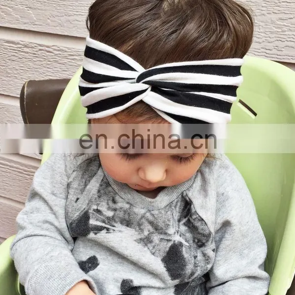 Wholesale Elastic Headwear Turban Headband Wrap With Strip Design Hair Band for Kid photo-3