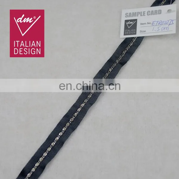 Decorative metallic ribbon trim for dresses 1.5cm