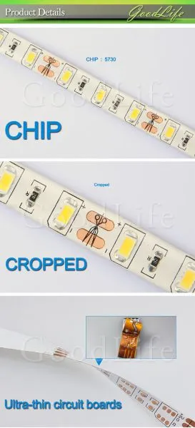 DC12V LED Strip 5730 SMD 60LED/m 5m/lot IP65 Waterproof Flexible Strip Light Cold White,Warm White 5730 Brighter photo-4