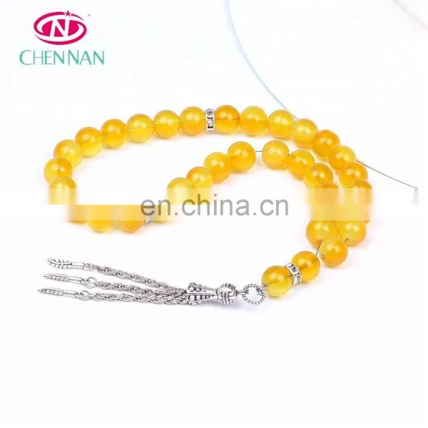 33 White Islamic Rosary Necklace Beads Muslim Prayer Beads Stone Tasbeeh Tasbih