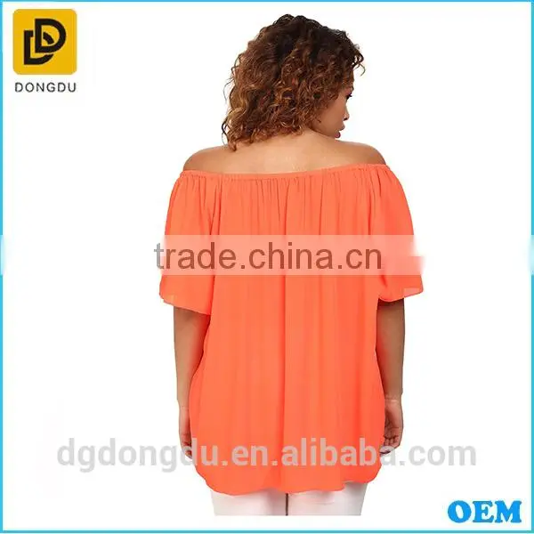 Plus Size Short Sleeve Off the Shoulder High-Low Hem Blouse photo-4