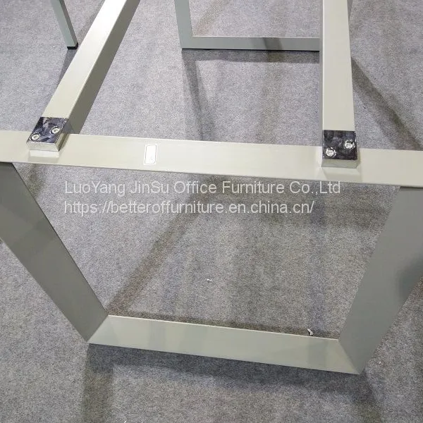 1 Person Modern Office Desk Furniture Melamine Wooden Top Light Gray Color Pentagon Leg photo-3