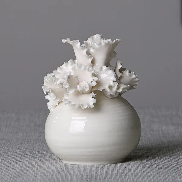 Office Hotel Shopping Mall European Style Cerative Large White Ceramic Flower Vase Decor photo-2