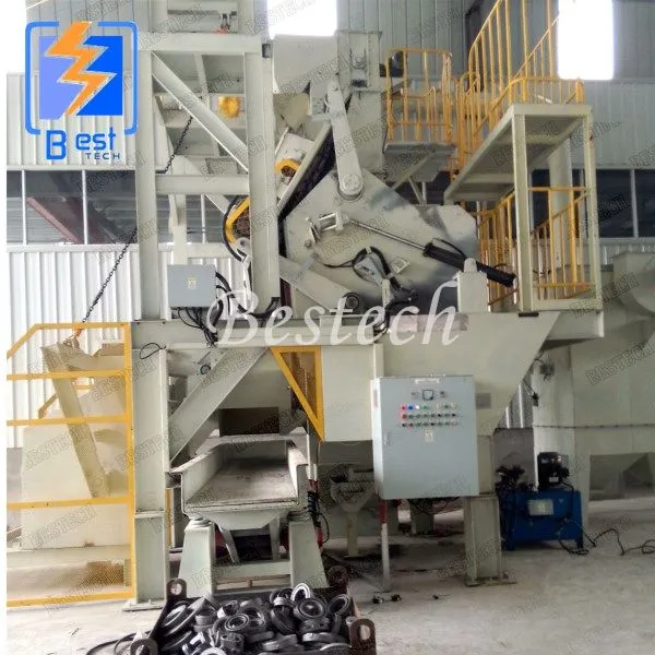 Automatic Tilting Drum Shot Blasting Machine for Cast Iron Surface Cleaning photo-4