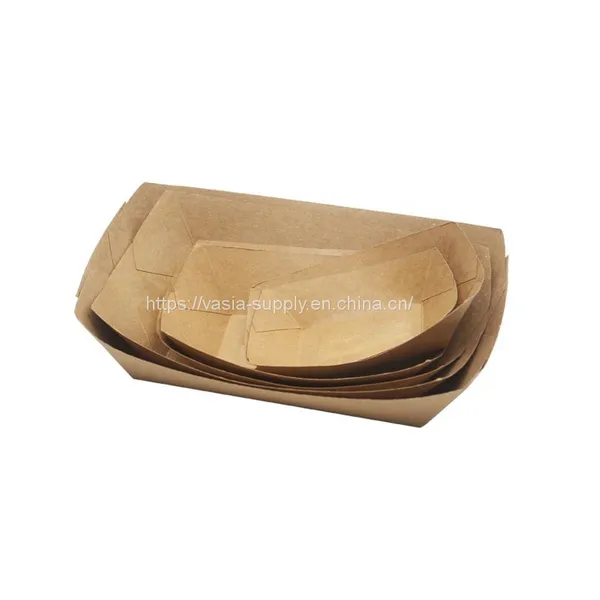 Hot Dog Kraft Paper Trays-Brown Food Serving Tray Printed Paper French Fries Container for Restaurant photo-4