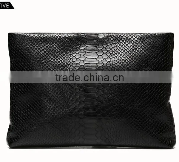 Fashion Genuine Cow Leather Python Pattern Lady Clutch Bag Purse for Men photo-2