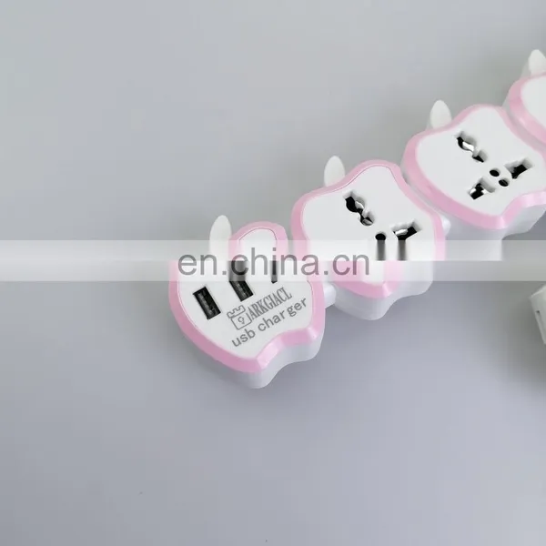 New Pink Apple Shape Universal Socket With USB Socket Extension Socket 2022 photo-2