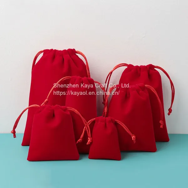 Drawstring Necklace Jewellery Pouch Sachet Jewelry Lipstick Flannel Bag photo-2