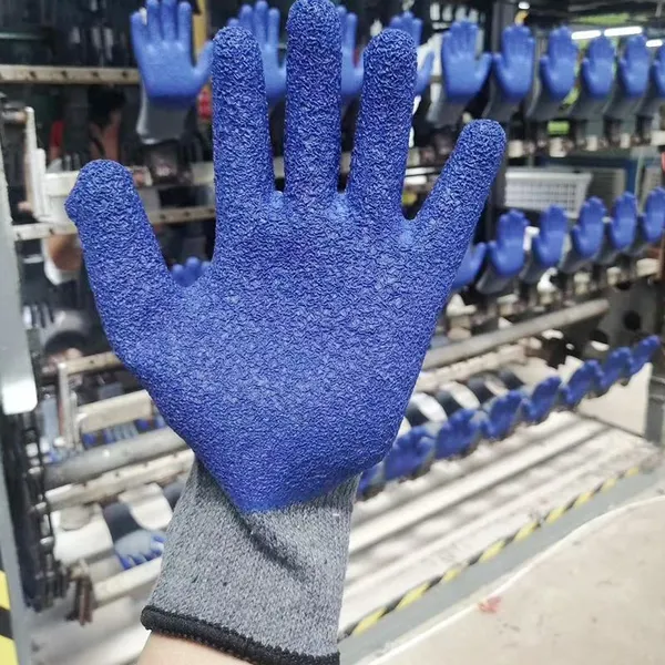 Wholesale Price 10Gauge TC Cotton Liner Crinkle Latex Coated Construction Contractor Gloves photo-2