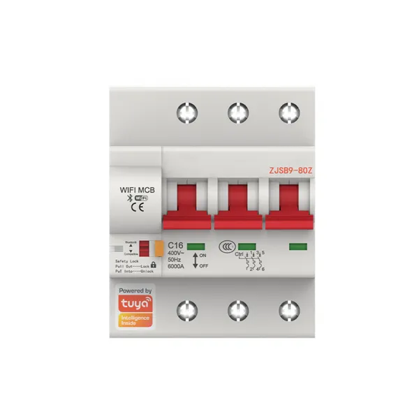 4 Pole 380V Smart MCB Breaker Switch 100A Earth Leakage Protection Plastic Molded Case IoT Remote Control