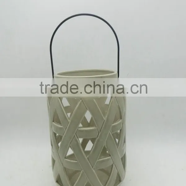 Ceramic Porcelain Cut Out Window T-light Holder Latern photo-2