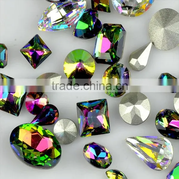 Jewelry Making Rainbow Colour Glass Stones, Multi Colored Glass Stones