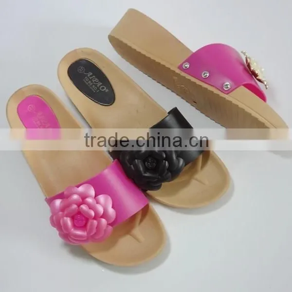 2015 New Design Design High Heel Flower Women PCU Slippers photo-4