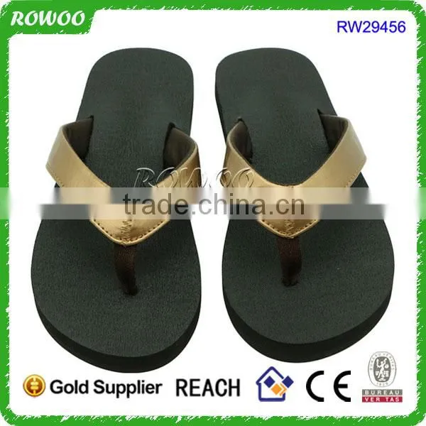 Summer Gold Metallic PU Yoga Mat Lady Fashion Women Sandals photo-3