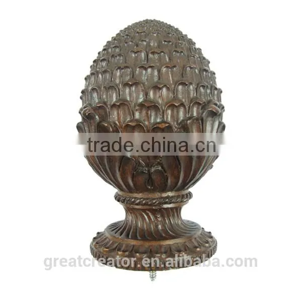 Decorative Antique White Pineapple Curtain Rod Finials For Large Wooden Poles photo-2