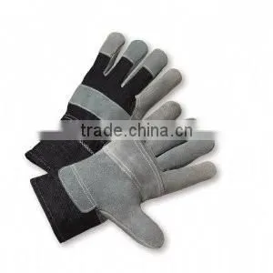 Black Cowhide Split Leather Working Gloves photo-3