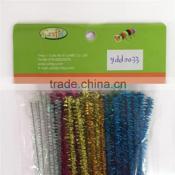 Factory Supply DIY Crafts 0.6*30cm Tinsel Glitter Pipe Cleaners Chenille Stems Toys for Kids or Wedding Party Decoration photo-6