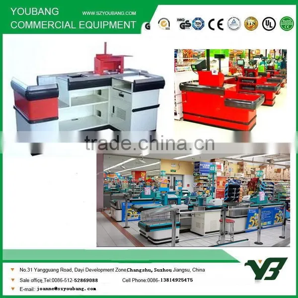 Hot Sell Good Cheap Blue Color Supermarket Checkout Counter With Conveyor Belt (YB-H08) photo-4
