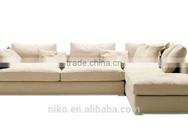 New Collection Omega High Quality Cotton and Linen Fabric Solid Wood Legs Feather Sofa Set photo-3