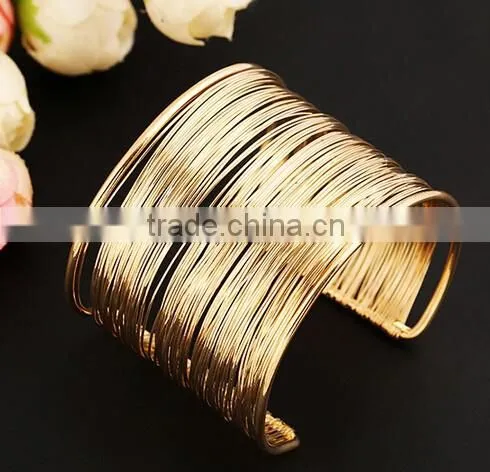 Punk Women Ladies Gold Silver Hollow Open Wide Bangle Cuff Jewellery Bracelet photo-4
