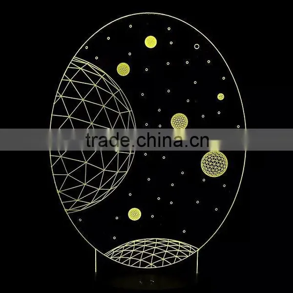 3D Optical Illusion Moon Scene Night Lamp Night Light 10 Colorful LEDs Ultra-thin Acrylic Light Panel AA Battery or DC 5V photo-3