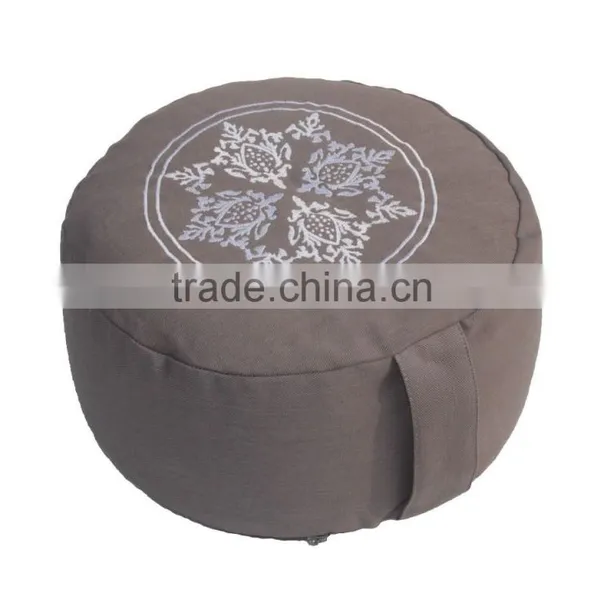 Zafu Meditation Cushion Circular Pillow Solid Color With Embroidery 100% Cotton Canvas photo-4