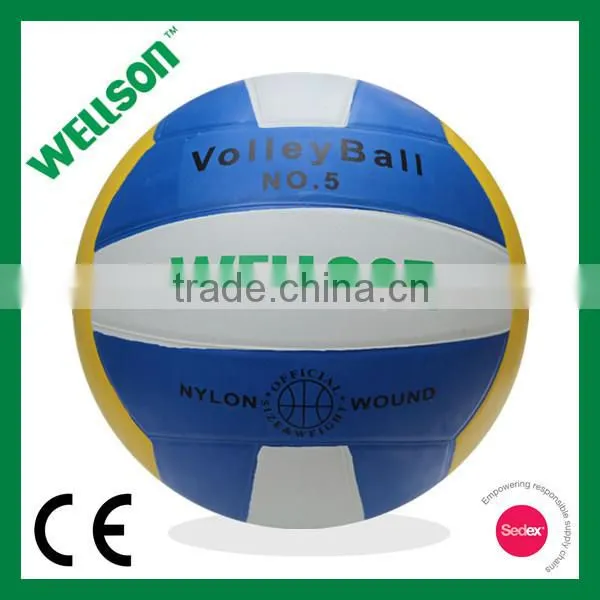 White Blue Yellow Rubber Volleyball
