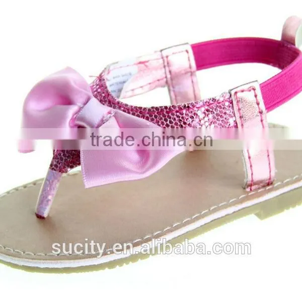 Wholesale Elegant Sexy Girls Flat Rose Red Sandals With Bow photo-3