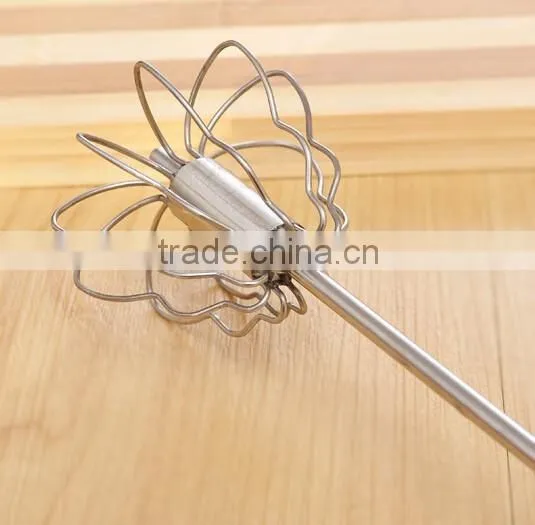 14"Stainless Steel Rotation Whisk Tool With Rubber Handle photo-2