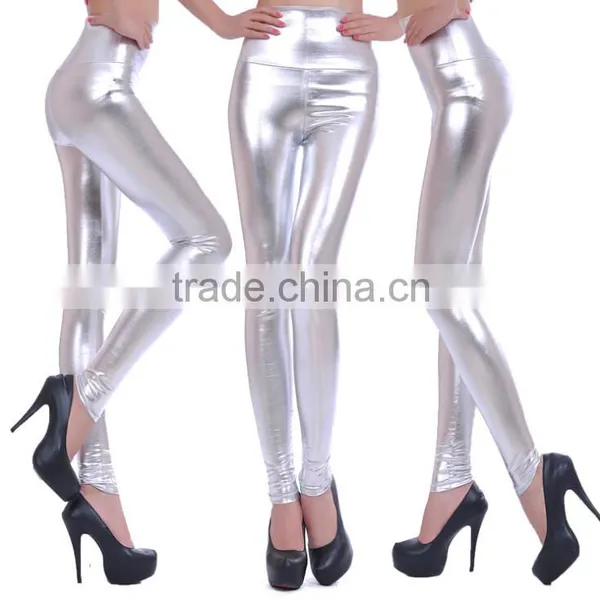 Multicolors Leather Look Fashion Sexy Women High-waist Leggings photo-3