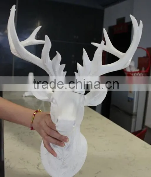 Hand Painted Custom Wall Mounted White Resin Deer Antler photo-3