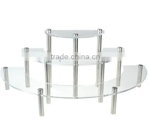 Clear Acrylic 3 Tier Half Moon Cupcake Shelves / Table Top Retail Display Riser / Spice Jar Shelf Rack